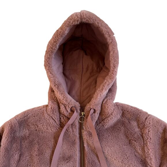 Athleta Ritual Faux Fur Jacket Rose Pink NWOT Size XS NWOT Full Zip Front Hood - Picture 5 of 13